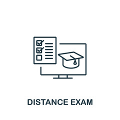 Distance Exam icon from e-learning collection. Simple line element Distance Exam symbol for templates, web design and infographics