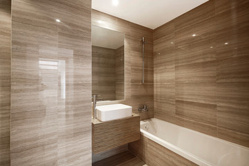 Home interior, modern bathroom.