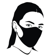 Woman in a black medical mask. Coronavirus and allergy medical mask