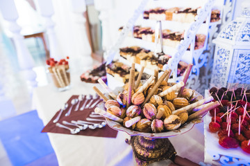 Buffet with a variety of delicious sweets, food ideas, celebration