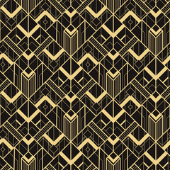 ART DECO SEAMLESS PATTERN BACKGROUND. LUXURY GOLD AND BLACK DESIGN. 