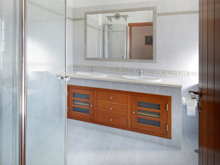 Home interior, modern bathroom.