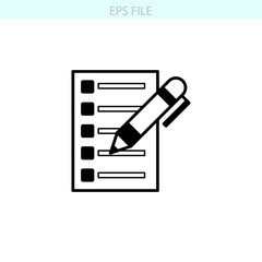 Paper write, paper pen icon. EPS vector file