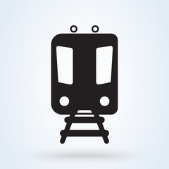 Metro Train transportation icon, front view. Subway transport symbol. vector illustration.