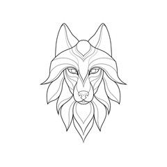 Abstract linear head of a wolf. Logo of the wolf. Vector illustration