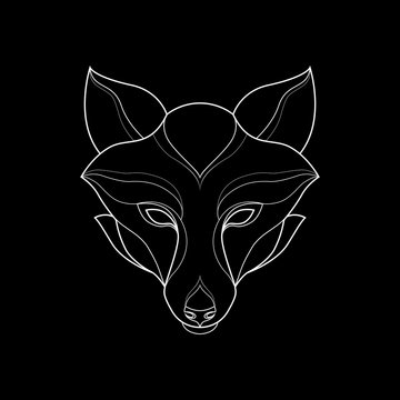 Abstract linear head of a fox. Logo of the fox. Vector illustration