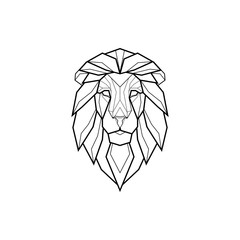 Polygonal abstract heads of a lion. Logo of the lion. Vector illustration
