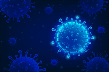 Fototapeta na wymiar Coronavirus covid-19 outbreak for social distancing awareness and protecting alert against dangerous disease risk spread. Medical health concept with virus microscopic view background. Vector 3D