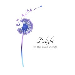 Dandelion bloweing with flying seeds. Floral spring card. Minimal simple design. Vector botanical