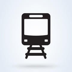 Metro Train transportation icon, front view. Subway transport symbol. illustration.