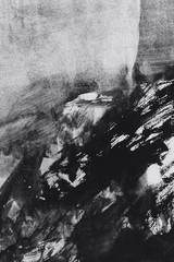 Brush strokes of black color on drawing paper, texture background