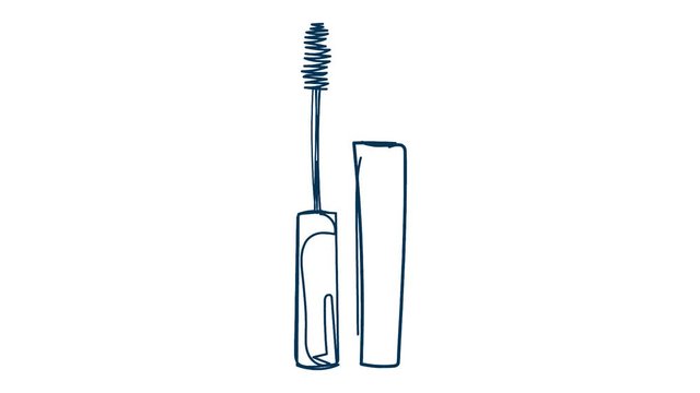 mascara cosmetics art line draw process isolated white board