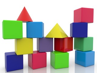 Obraz premium Toy block designs in different colors