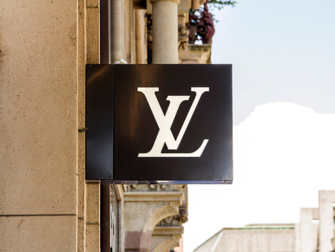 Basel, Switzerland, Louis Vuitton Logo. Louis Vuitton Malletier Is A French Fashion House Founded In 1854, Today Belonging To LVMH Group.