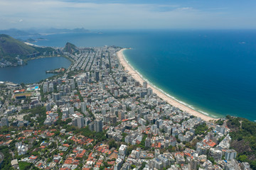 Fototapeta premium Beaches of Rio de Janeiro shot from the drone