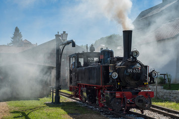 Obraz na płótnie Canvas Mallet Dampflokomotive auf der Öchsle-Bahn 