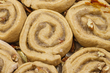 Raw Sticky Bun Rolls In Pan