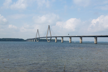 South Bride of the Faro Bridges, seen from Faro, Zealand;Denmark