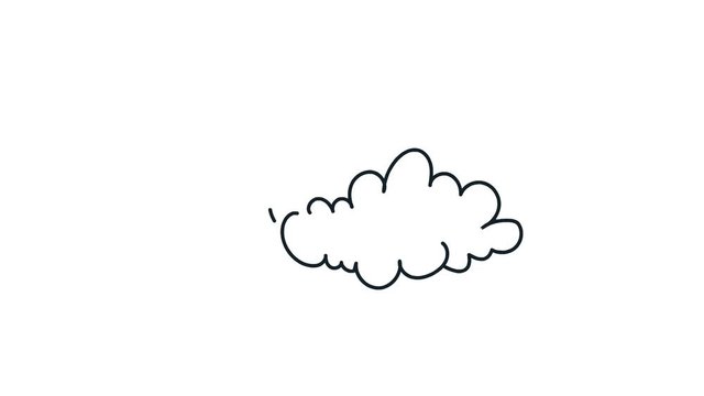 sun cloud line art doodle draw process whiteboard symbol sign concept 