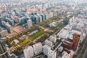 Aerial view of empty streets during covid19 quarantine in Santiago de Chile