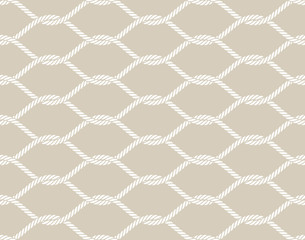 Vector rope, fishing net, seamless. Cream colour background.