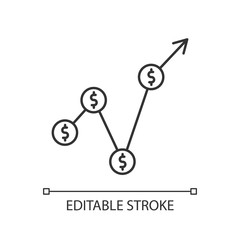 Gross domestic product pixel perfect linear icon. Market value monetary measure. Thin line customizable illustration. Contour symbol. Vector isolated outline drawing. Editable stroke