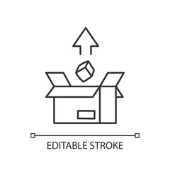 Export pixel perfect linear icon. Mail, logistics, parcel sending. International delivery service. Thin line customizable illustration. Contour symbol. Vector isolated outline drawing. Editable stroke