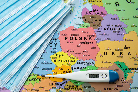 Maska ochronna na mapie Europy