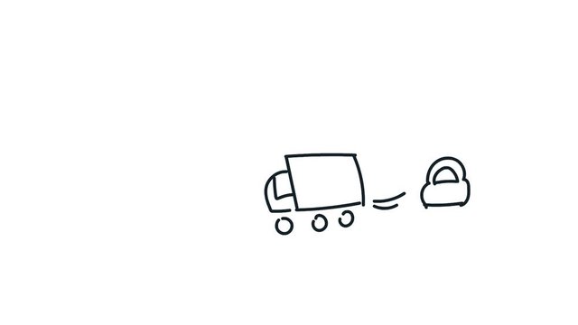 traffic transport line art doodle draw process whiteboard symbol sign concept 