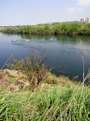  The Dnieper River and the city of Zaporozhye. View from the island of Khortytsya.