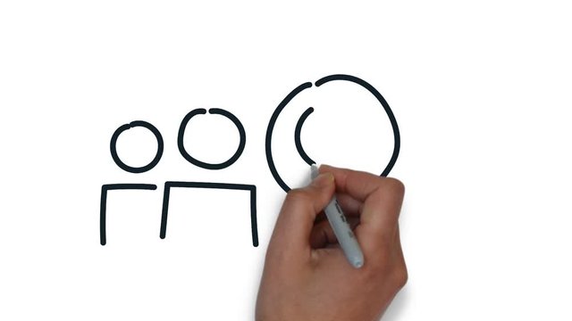people search line art doodle draw process whiteboard symbol sign concept 