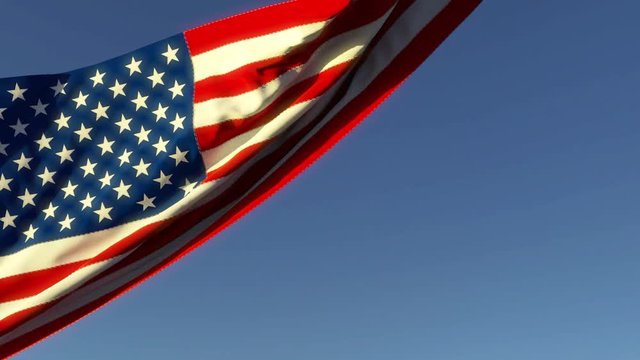 American Flag on Blue Background Realistic 3d Render 