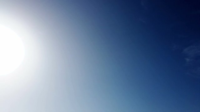 Only summer sky and clouds in 4k timelapse with abstract blue background and white fluffy layered clouds and no birds