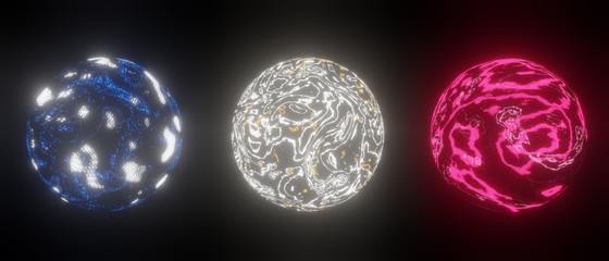 Fantastic planets of the solar system isolated on black background 3d rendering,