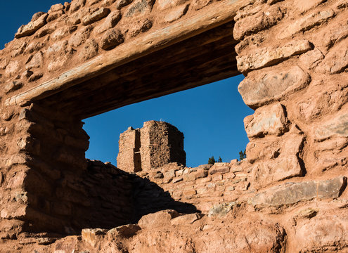 View Of The Bell Tower Through a Window at The San Jos&eacute; de los Jemez Mission Church, Jemez Historic Site, Jemez Springs, New Mexico, USA