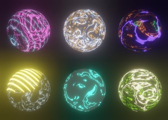 Fantastic planets of the solar system isolated on black background 3d rendering,