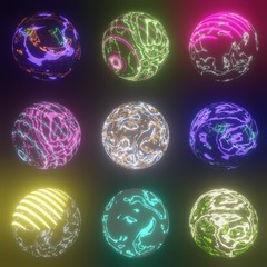 Fantastic planets of the solar system isolated on black background 3d rendering,