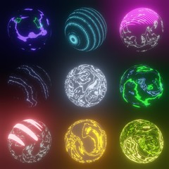 Fantastic planets of the solar system isolated on black background 3d rendering,