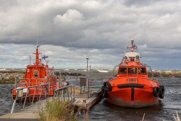 Pilot boats in Marjaniemi fishing harbor ina Hailuoto, Finland