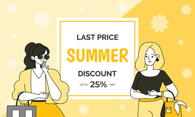 Summer sale vector banner template with text space. Special offer, discount flyer design concept.