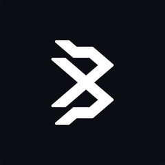 Initial letter B logo template with sporty arrow illustration in flat design monogram symbol