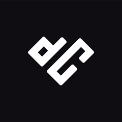 Initial letter dc logo template with diamond line art illustration in flat design monogram symbol.