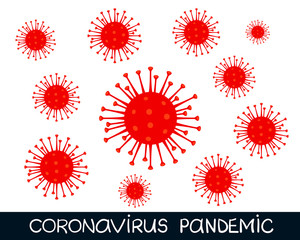 Coronavirus 2019-nCoV pattern. Red graphic vector symbol of bacteria for graphic design. Isolated on white. Global pandemic