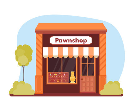 Vector Flat Design Pawnshop And Jewelry Showcase