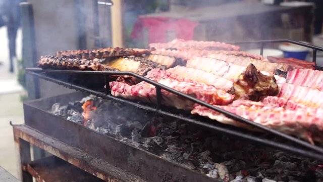 Typical churrasco on a celebration in Galicia, Spain