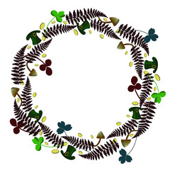 Frame with floral ornaments from fern leaves and clover for St. Patrick's Day