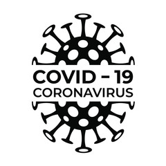 Yellow security sign with coved 19 virus coronavirus - 334245414