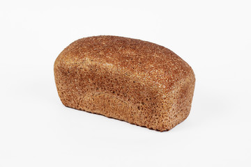 Fresh bakery product. Bread. Rye bread isolated on white background. Top view and copy space for text.