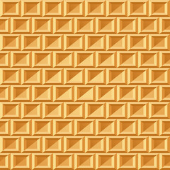 Waffle seamless pattern. Belgian wafer repeating texture. Stylized flat style wrapping background for baked goods or ice cream design. Vector eps8 illustration.