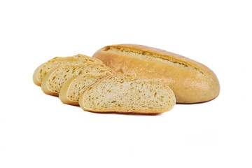 Fresh bakery product. Bread. Bun city un yeast isolated on white background. Top view and copy space for text.